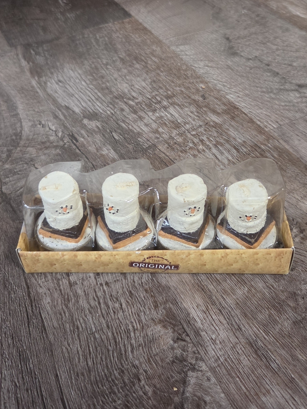 Fall Smores Collectible Snowman Marshmallow Character Candle Set Of 4 Tealights